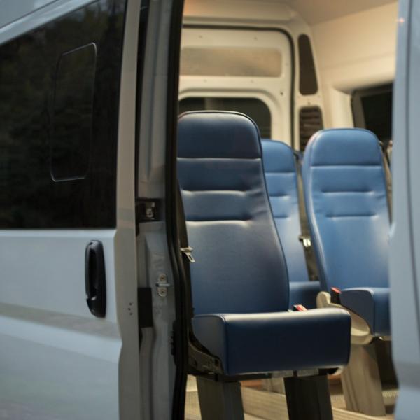 Seats inside the minibus